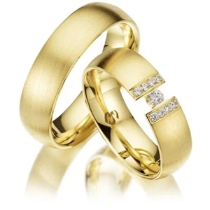 Trauringe 6 mm 333 Gelbgold – Simon & Söhne S227 Eheringe mit 9 Brillanten - Bild 1 von 1