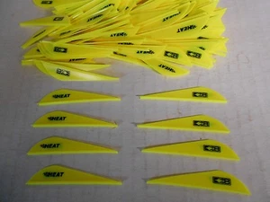 100 Bohning 2.5" HEAT Vanes! Neon Yellow Target 3D Hunting Arrow Accessory - Picture 1 of 1