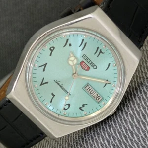 VINTAGE SEIKO 5 AUTOMATIC JAPAN MENS ARABIC SEA GREEN COLOR DIAL WATCH a1249-A - Bild 1 von 10