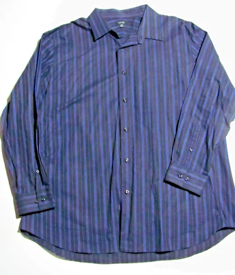 Apt. Camisa de vestir para hombre 9 negra con rayas azules; talla 2 XL; 18,5" cuello; manga 35 Foto 1 de 3