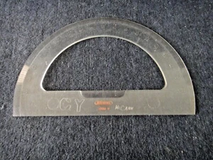 Vintage Clear Acrylic Bruning 6" 180 Degree 1806 P Beveled Protractor - Picture 1 of 2