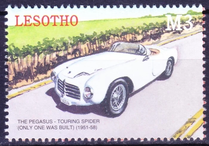 Lesotho 2000 MNH, Pegasus Touring Spider Classic car only 1 was built - Image 1 of 1