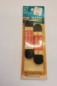 VINTAGE 27 INCH 27" SHOE LACES BLACK WAXED KMART BRAND - Bild 1 von 4