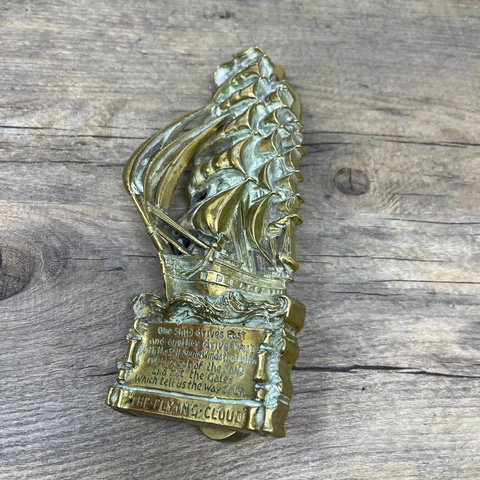 19thC Brass Door Knocker American clipper Ship ‘The Flying Cloud’ VERY RARE Cover