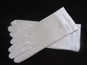 Guantes para mujer S/M blanco brillante tela hasta la muñeca tela elástica nuevos - Imagen 1 de 10