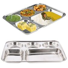 Stainless Steel Thali 5 Compartment Plate Indian Food Dinner Serving Dish Tray