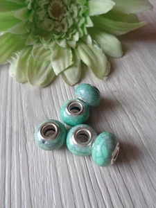 5 Beadsperlen grün Edelstein Türkis Howlith Imitat Großlochperlen - Bild 1 von 1