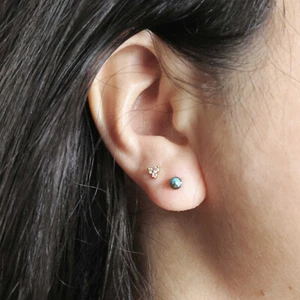 Tiny Genuine Copper Turquoise 18g Titanium Threadless  Stud Earring US Handmade - Picture 1 of 25