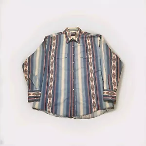 Camisa Wrangler Rara De Colección Perla A Presión Azteca Suroeste Oeste Abotonada 2XL - Imagen 1 de 8
