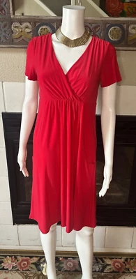XS Tiana B. short sleeve Red dress armpit to arm pit 15" length 37" - Image 1 of 4