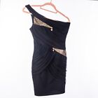 Black, Gold Lipsy Little Black Dress Sexy Party UK8 / Small Good Condition