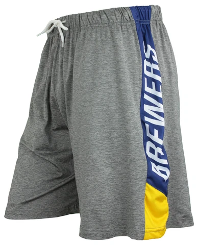 Zubaz MLB Men's Milwaukee Brewers Tonal Gray Space Dye W/Solid Stripe Short Cover