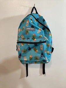 Minecraft blau Rucksack Büchertasche Figuren Kinder Gamer Schule 16 Zoll - Bild 1 von 3