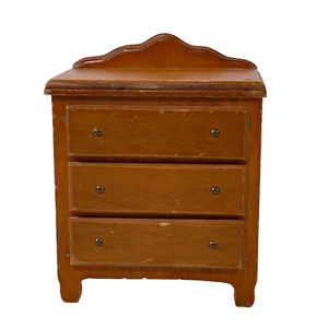 Vintage 1940s Doll House Miniature Wood Three Drawer Dresser Chest of Drawers - Picture 1 of 11