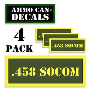 458 SOCOM lattina munizioni custodia munizioni 4x etichette 3""x1,15"" adesivo decalcomanie confezione da 4 AG - Foto 1 di 2