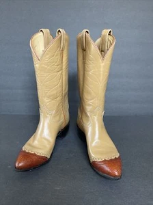 WOMEN'S TONY LAMA 7040 TAN/BROWN LIZARD TOE WESTERN BOOTS Size 5.5 B - Picture 1 of 15