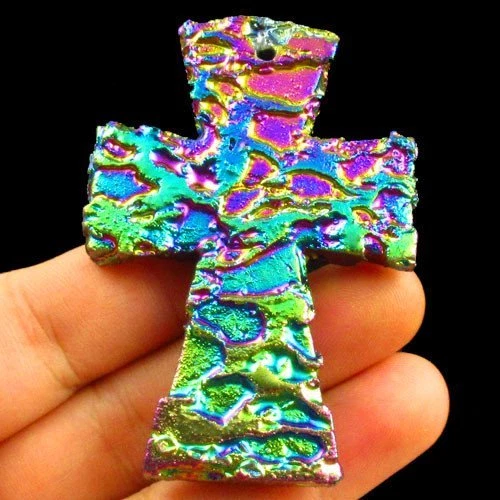 Cristal Titanio Ágata Druzy Cuarzo Geoda Piedra Cruz Colgante Cuentas Hágalo Usted Mismo ATSST65 Foto 1 de 1