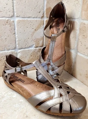 Sandalias Cobb Hill By New Balance 8 Cuero Tejido T-Correa Hebilla Peltre Nuevas sin Etiquetas Foto 1 de 4