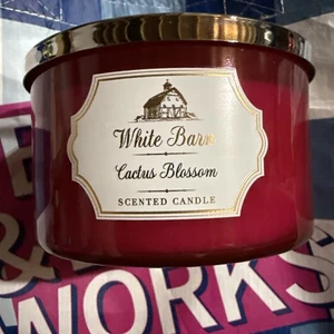 ✨BATH & BODY WORKS/CANDELA BASSO PROFILO FIORE DI CACTUS FIENILE BIANCO 3 STOPPINI ✨ - Foto 1 di 1