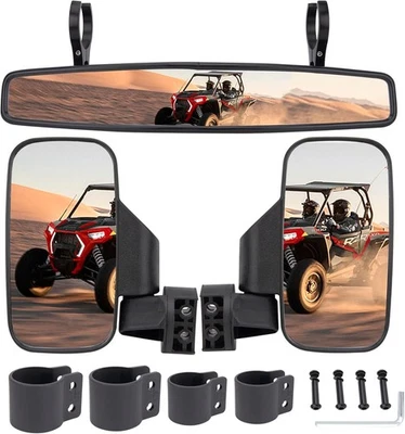 UTV Side Rear View Mirror With 1.75" to 2" Roll Bar Cage Compatible with...  - Image 1 of 4
