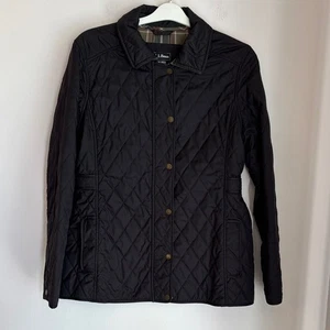 L.L. Bean Women's Quilted Riding Jacket black Utility plaid Jacket preppy medium - Picture 1 of 16
