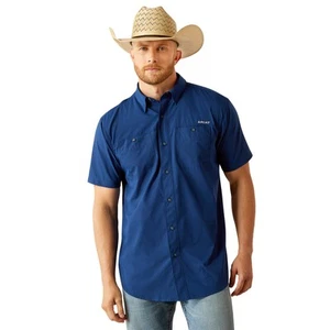 Ariat Men's 360 Airflow Classic Fit Estate Blue Button Shirt 10058829 - Picture 1 of 5