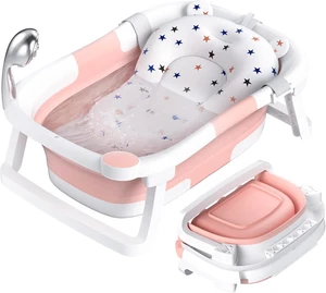 Vaschetta Bagnetto Neonato Pieghevole, Vasca per Bambini Portatile Con Tappetino - Foto 1 di 12