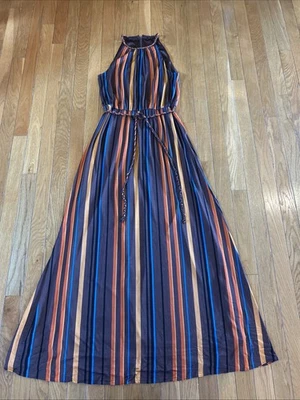 Maxi Vestido Largo Sedoso Casa Blanca Mercado Negro WHBM Talla 4 Forrado Foto 1 de 4