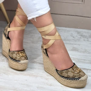 Gucci Marmont GG Espadrille Wedge Sandals Heels Shoes Pumps WAS £695 EU 36 UK 3 - Imagen 1 de 19
