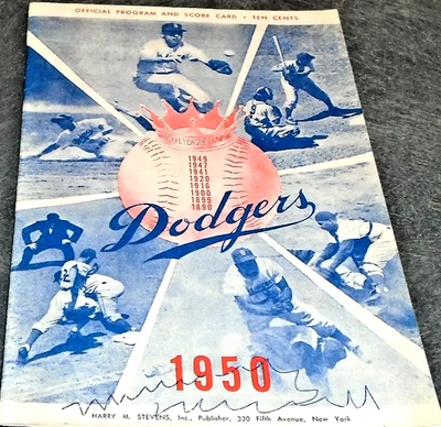 1950 Brooklyn Dodgers Programa Oficial de Tarjeta de Marcador vs Piratas de Pittsburgh Raro Foto 1 de 4