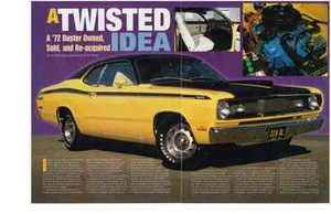 1972 PLYMOUTH DUSTER "TWISTER" 318 ~ VERY NICE 3-PAGE ARTICLE / AD - Picture 1 of 1