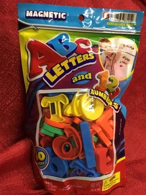 50pc Fridge Magnet ABC's & 123's -letters, number,math symbols Size 1.5"x1.5" Ea - Image 1 of 4