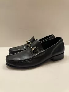 Gucci Men's Black Leather Horsebit Loafers US Size 7 D EUR 40 with COA - Picture 1 of 9