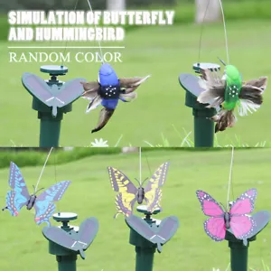 Solar Power Simulation Fluttering Butterfly Bird Outdoor Garden Vibration Decor - Picture 1 of 14