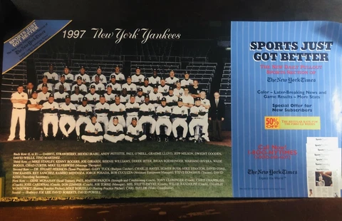 1997 NEW YORK YANKEES 26x13 TEAM - NY TIMES AD POSTER -DEREK JETER, MARIANO, ETC Cover
