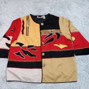 Chaqueta Blazer Maggie Barnes Mujer Multicolor Plus 1X Bordada con Botones - Imagen 1 de 14