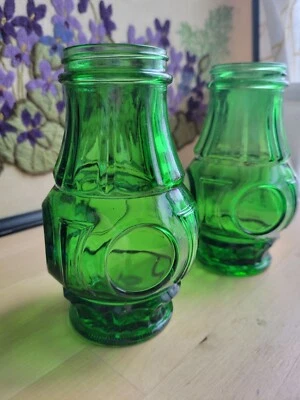 2- Wheaton Glass Bullseye Green Jars Canisters - Image 1 of 4