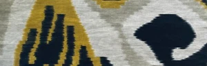 DEDAR Artwork Central Asian hand print linen black mustard Italy remnant III new - Picture 1 of 1