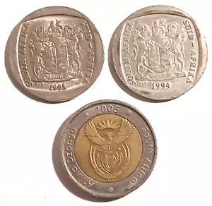 South Africa 5 Rand Coin Lot Of 3 1994 1995 2005 - Picture 1 of 2