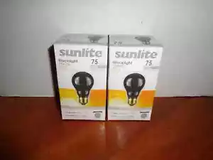 2 SUNLITE BLACK LIGHT BULBS A19 120V 75W STANDARD E26 MEDIUM BASE - Picture 1 of 3