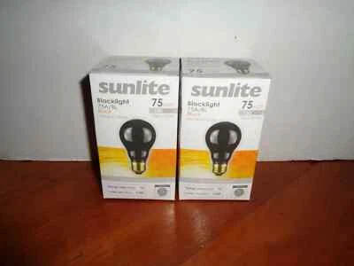2 SUNLITE BLACK LIGHT BULBS A19 120V 75W STANDARD E26 MEDIUM BASE - Image 1 of 3