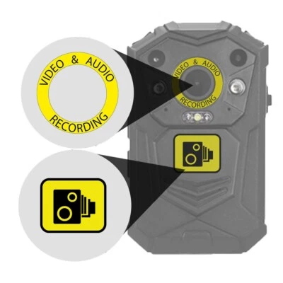 Yellow Body Camera Body Cam Video Recording Stickers CCTV Brifield BR1 BR3 x 2