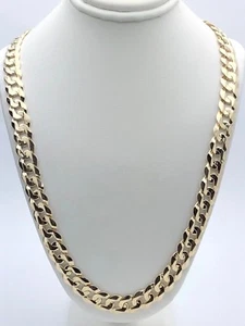 Collar de cadena de eslabón cubano de oro amarillo de 10 K 20" 9 mm 37,8 gramos - Imagen 1 de 11