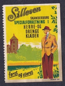 Denmark Poster Stamp SILLESEN MENS CLOTHING SHOP SKANDERBORG - Picture 1 of 1