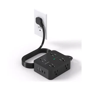 Protector contra sobretensiones Power Strip, cable de extensión de enchufe plano ultra delgado de 5 pies con mul... - Imagen 1 de 7