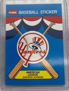 1989 Fleer Baseball Sticker Yankees American League Eastern Division winners - Picture 1 of 2