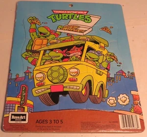 Vintage Teenage Mutant Ninja Turtles Puzzle Ninja Pizza Rose Art 1990 GUC - Bild 1 von 15