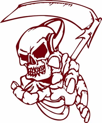 Grim Reaper Scythe Music Skull Monster Zombie Truck Window Vinyl Decal Sticker - Image 1 of 2