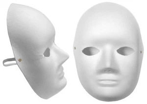 Maschera viso in fibra di canna bianca semplice biodegradabile fantasia abito mache lotto 7073 - Foto 1 di 8