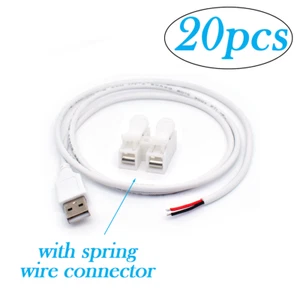 20 sztuk 20AWG USB 2.0 męski kabel pigtail 5V 5A 1M / 3,3FT 2-pinowy goły przewód otwarty koniec - Zdjęcie 1 z 5